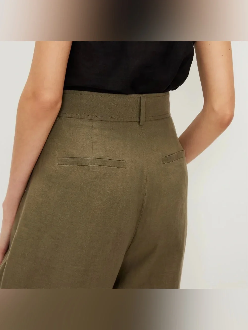 Everlane_ The Linen Way-High Drape Pant, 6, Kalamata (olive green)